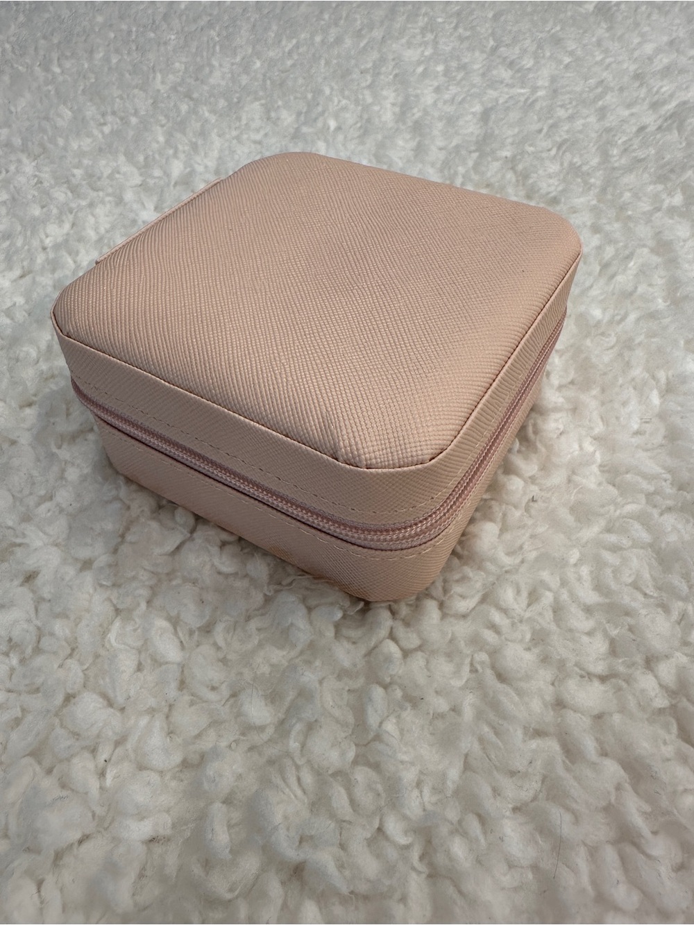 Blush Pink Square Jewelry Travel Case